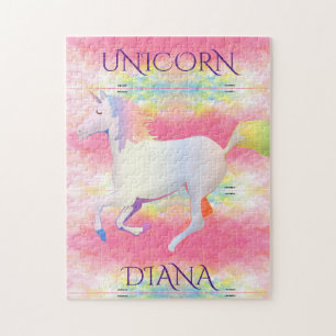 Rompecabezas del unicornio arcoiris. Nombre person