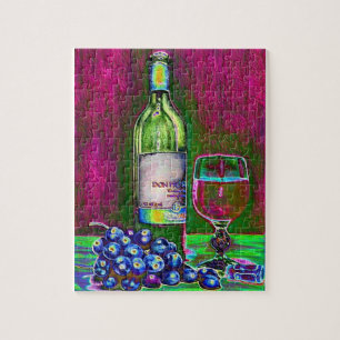 Rompecabezas del vino y de las uvas del arte
