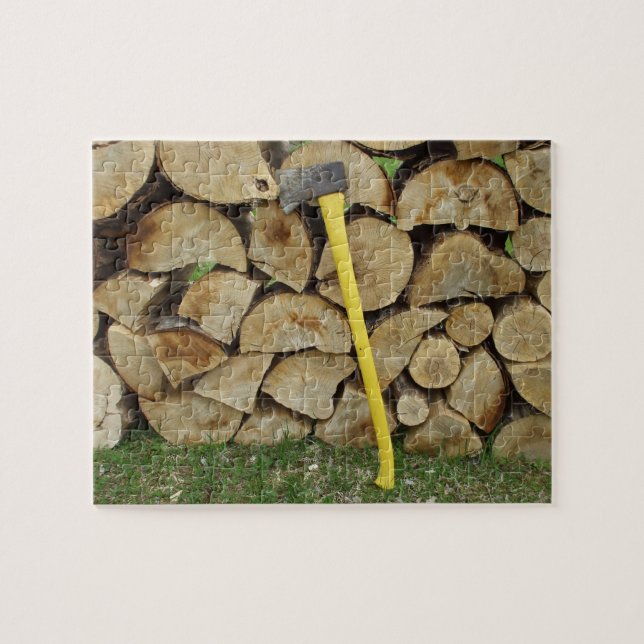 Rompecabezas del Woodpile y del hacha (Horizontal)