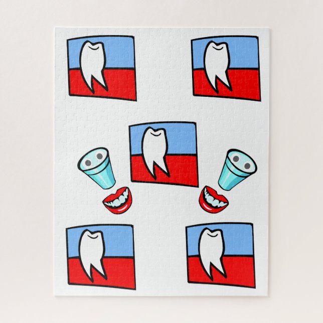 Rompecabezas Dentista de los Dientes Rojos y Azule (Vertical)