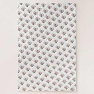 Rompecabezas desafiando al gato blanco moreno flor