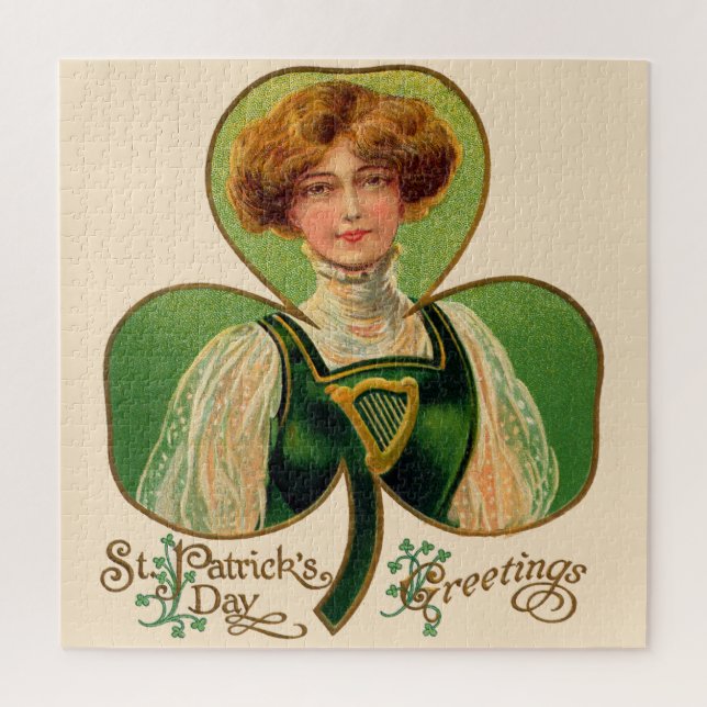 Rompecabezas Día de San Patricio Muchacha Irlandes (Vertical)