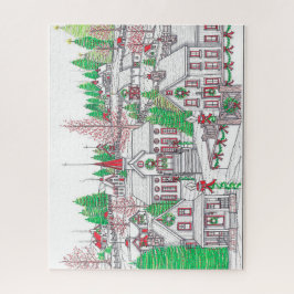 Rompecabezas dibujado a mano en la aldea de vacaci