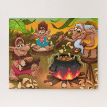 Rompecabezas divertido de trolls cocinando