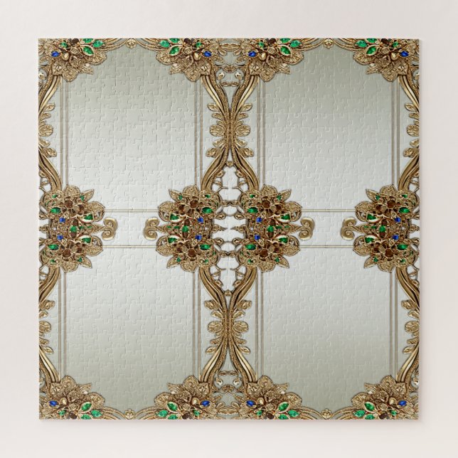 Rompecabezas elegante dorado ornamentado (Vertical)