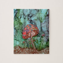 Rompecabezas en caja de hongos mágicos