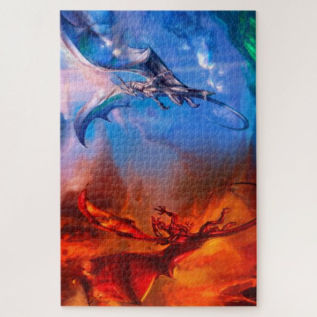 Rompecabezas en duelo de los dragones del fuego y (Vertical)