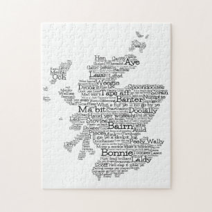 Rompecabezas escocesas del mapa de palabras jigsaw