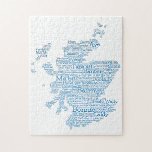 Rompecabezas escocesas del mapa de palabras jigsaw