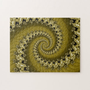 Rompecabezas espiral doble amarillo del fractal