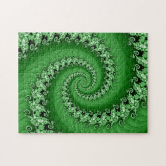 Rompecabezas espiral doble verde del fractal