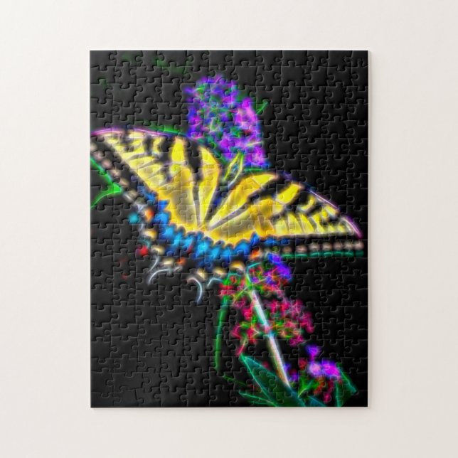 Rompecabezas estilizado de cerámica de mariposa de (Vertical)