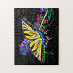 Rompecabezas estilizado de cerámica de mariposa de