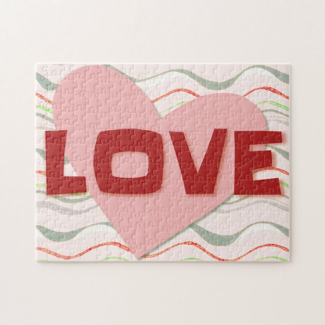 Rompecabezas estilo retro de amor al corazón rosad (Horizontal)