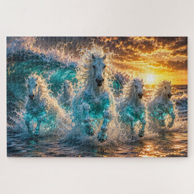 Rompecabezas Fantasía Caballos Espíritu Oceánico P (Horizontal)