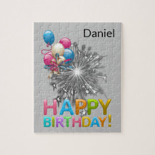 Rompecabezas felices globos de cumpleaños