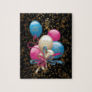 Rompecabezas felices globos de cumpleaños