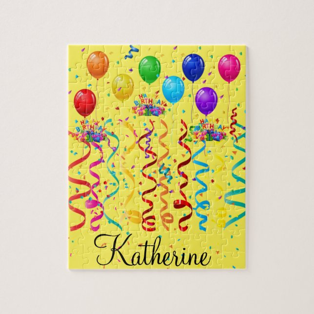Rompecabezas felices globos de cumpleaños (Vertical)