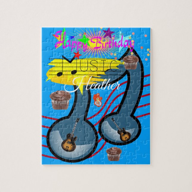 Rompecabezas Feliz Cumpleaños Guitarra Music Cupak (Vertical)