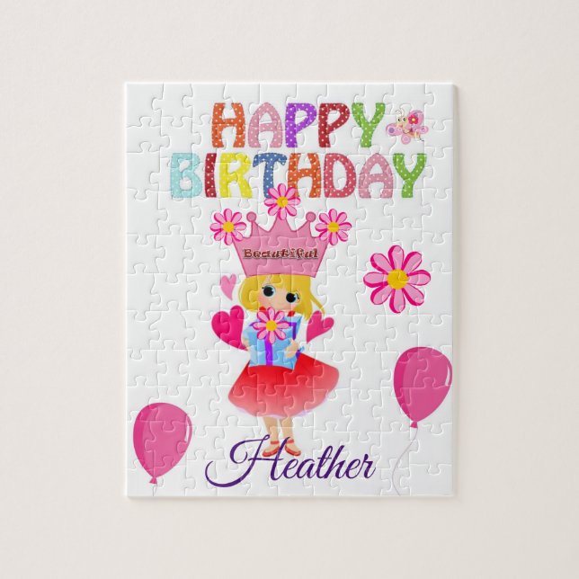 Rompecabezas Feliz Cumpleaños Hermosa Floral (Vertical)