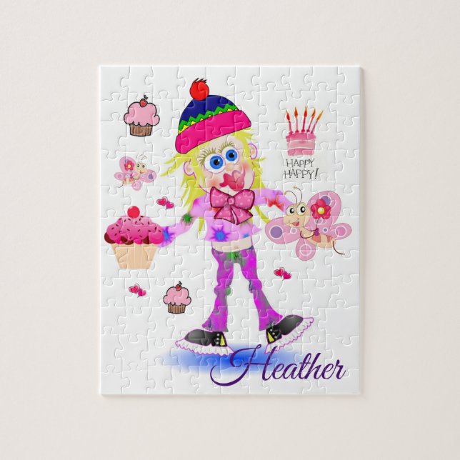 Rompecabezas Feliz Cumpleaños Mariposa de Pastel (Vertical)