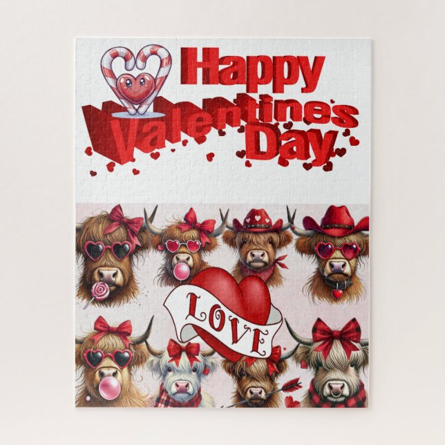 Rompecabezas Feliz Día de San Valentín Vacas (Vertical)