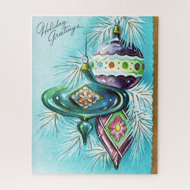 Rompecabezas festivo retro de la tarjeta de (Vertical)