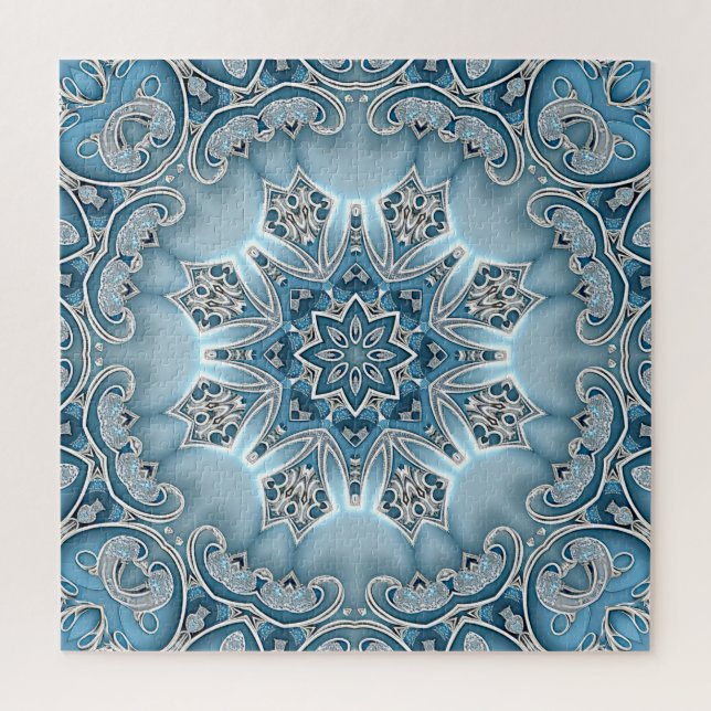 Rompecabezas floral azul Ornate (Vertical)