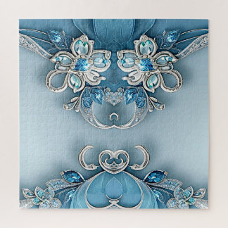 Rompecabezas floral azul Ornate