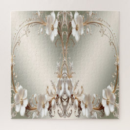 Rompecabezas floral blanco ornamentado