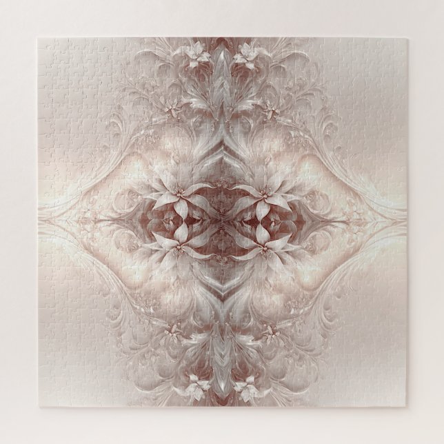 Rompecabezas floral de marfil blanco (Vertical)
