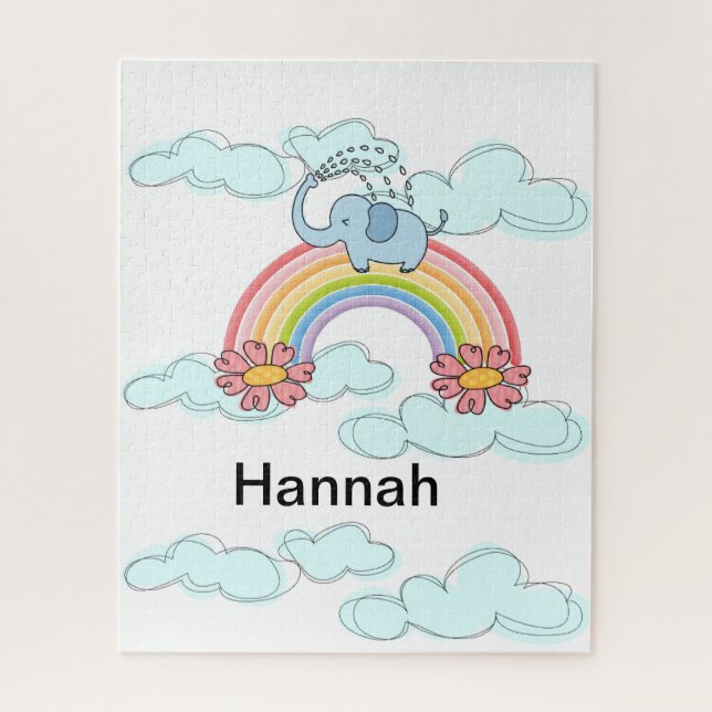 Rompecabezas Floral de nubes elefantes azules (Vertical)