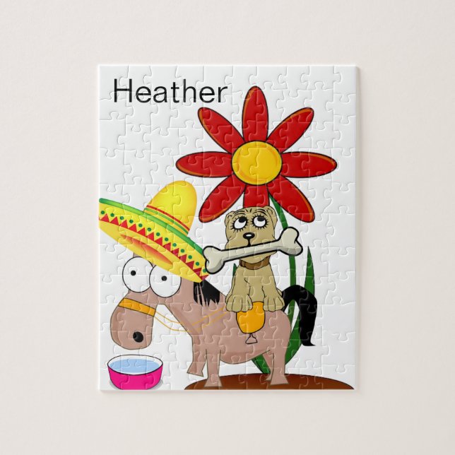 Rompecabezas Floral de perro de burro mexicano (Vertical)