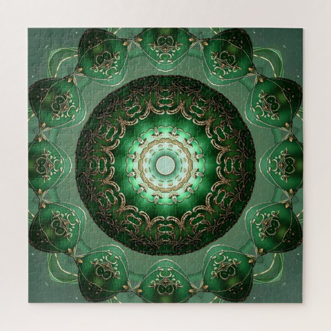 Rompecabezas floral decorativo verde (Vertical)