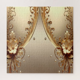 Rompecabezas floral dorado ornamentado
