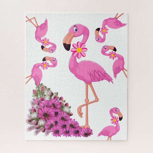 Rompecabezas Floral Flamingo Rosa (Vertical)