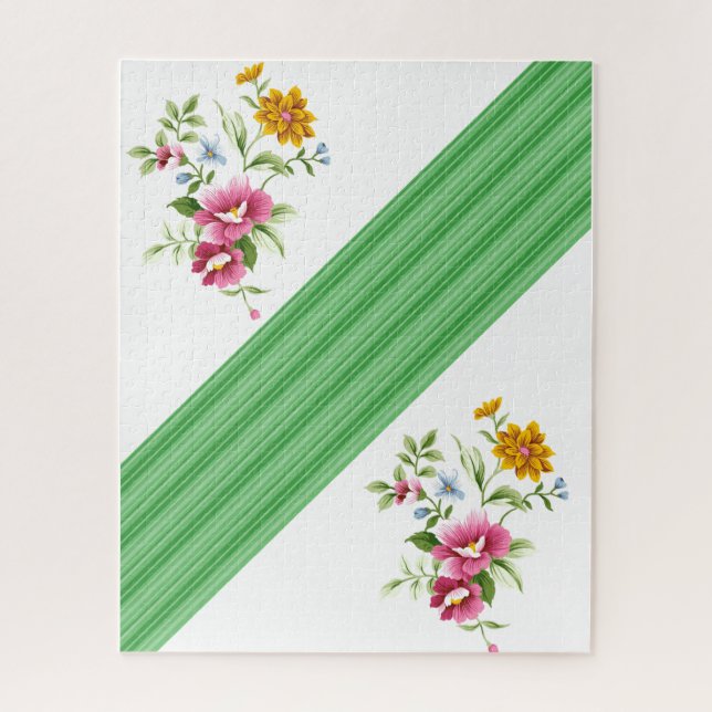 Rompecabezas Floral Green Stripe (Vertical)