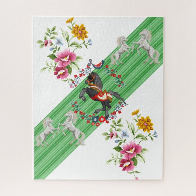 Rompecabezas Floral Huela Verde Caballo Blanco Cab (Vertical)