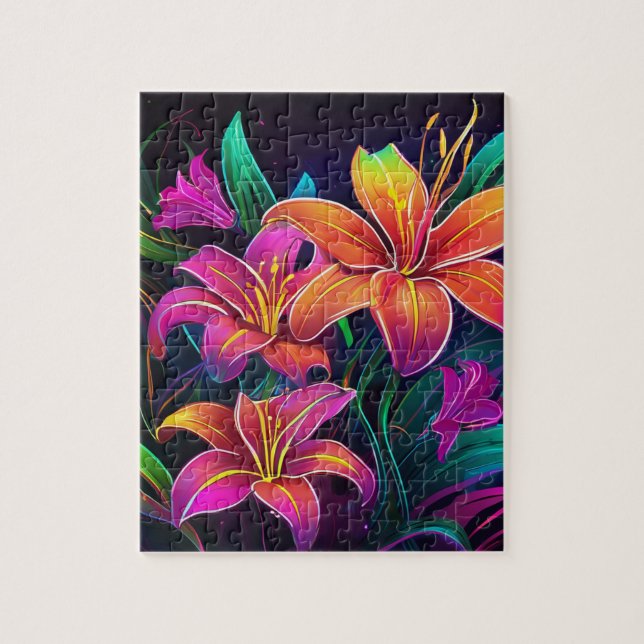 Rompecabezas floral vibrante, juego de rompecabeza (Vertical)