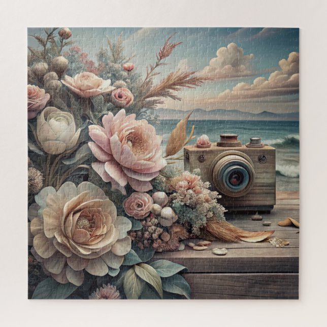 Rompecabezas floral y de playa (Vertical)