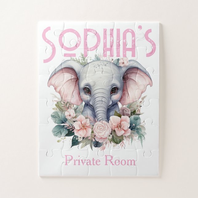 Rompecabezas Florales de Elefante Adorable  (Vertical)