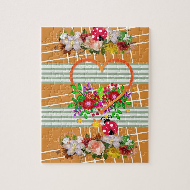 Rompecabezas Flores Florales de Stripe (Vertical)