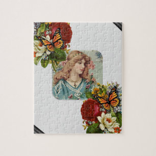 Rompecabezas Flores Florales Victorianas Gris Mari