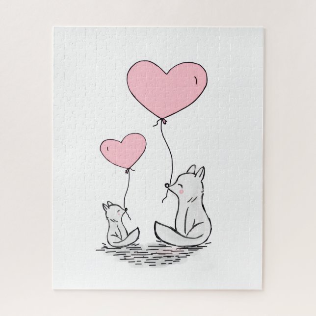 Rompecabezas Foxy Pink Hearts Feliz Día de San Val (Vertical)