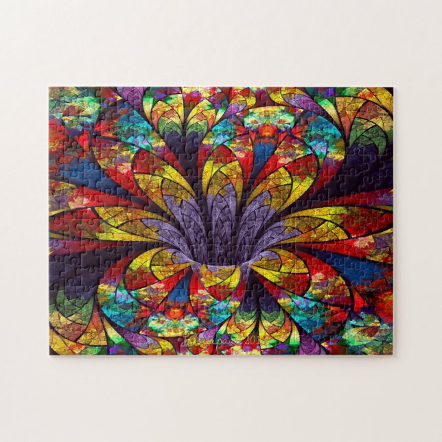 Rompecabezas Fractal De Blogueo De Vidrio Manchado (Horizontal)