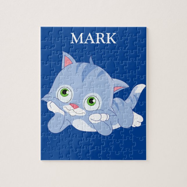 Rompecabezas gatito con nombre de niño personaliza (Vertical)