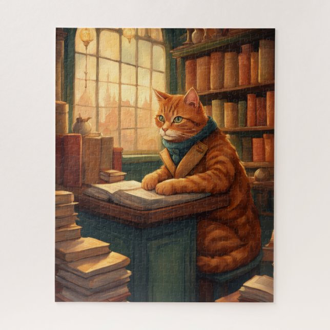 rompecabezas gato de biblioteca #14 (Vertical)