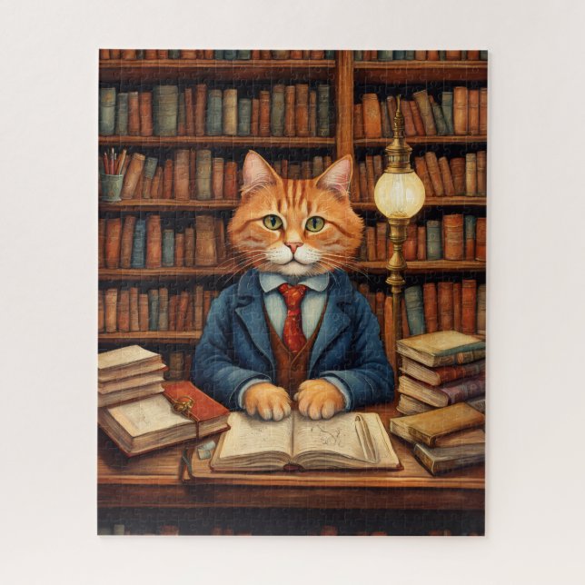rompecabezas gato de biblioteca #3 (Vertical)