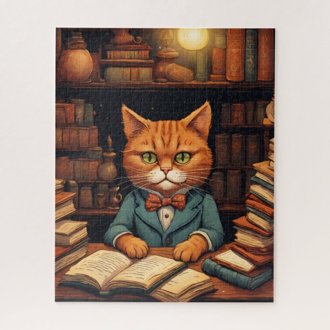rompecabezas gato de biblioteca #5 (Vertical)