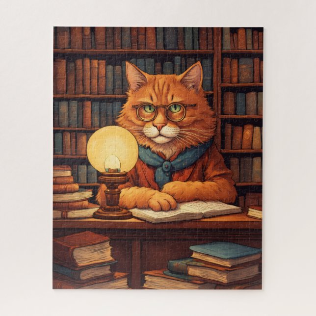 rompecabezas gato de biblioteca #9 (Vertical)